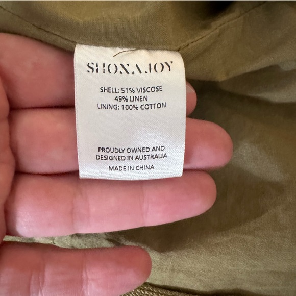 Shona Joy Olive Green Welling ton Linen Viscose Belted Blazer Jacket 4 *Like New - Picture 12 of 16